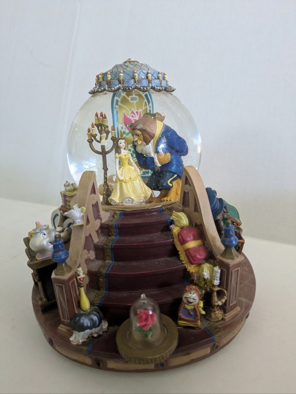 Vintage Disney beauty and the beast snow globe from 1990s Plays Music